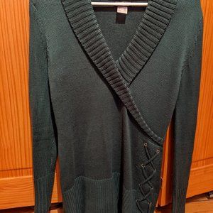 Surplice sweater with criss-cross detail